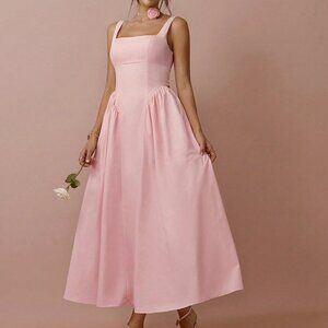 Pink Elegant Women's Soft Long Princess Dress